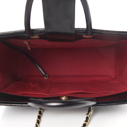 Chanel Aged Calfskin Chevron Large Coco Handle Shopping Tote Black 5 of 5