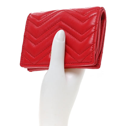 Gucci Calfskin Matelasse GG Marmont Card Case Wallet Bright Red 2 of 8