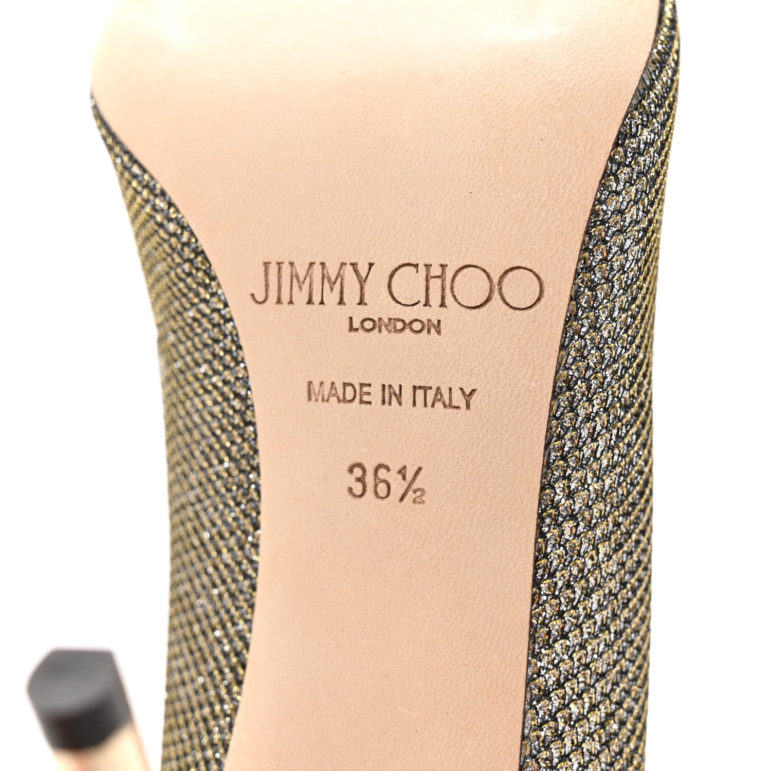 Jimmy Choo Lame Glitter Pointy Toe Romy 100 Pumps 36.5 Light Bronze 7 of 8