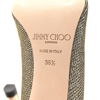 Jimmy Choo Lame Glitter Pointy Toe Romy 100 Pumps 36.5 Light Bronze 7 of 8