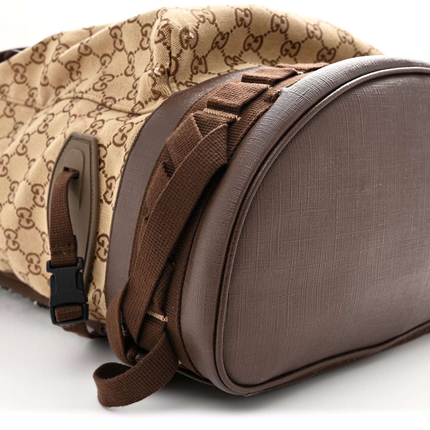 Gucci Monogram Script Logo Large Double Pocket Backpack Beige Ebony Multicolor 9 of 13