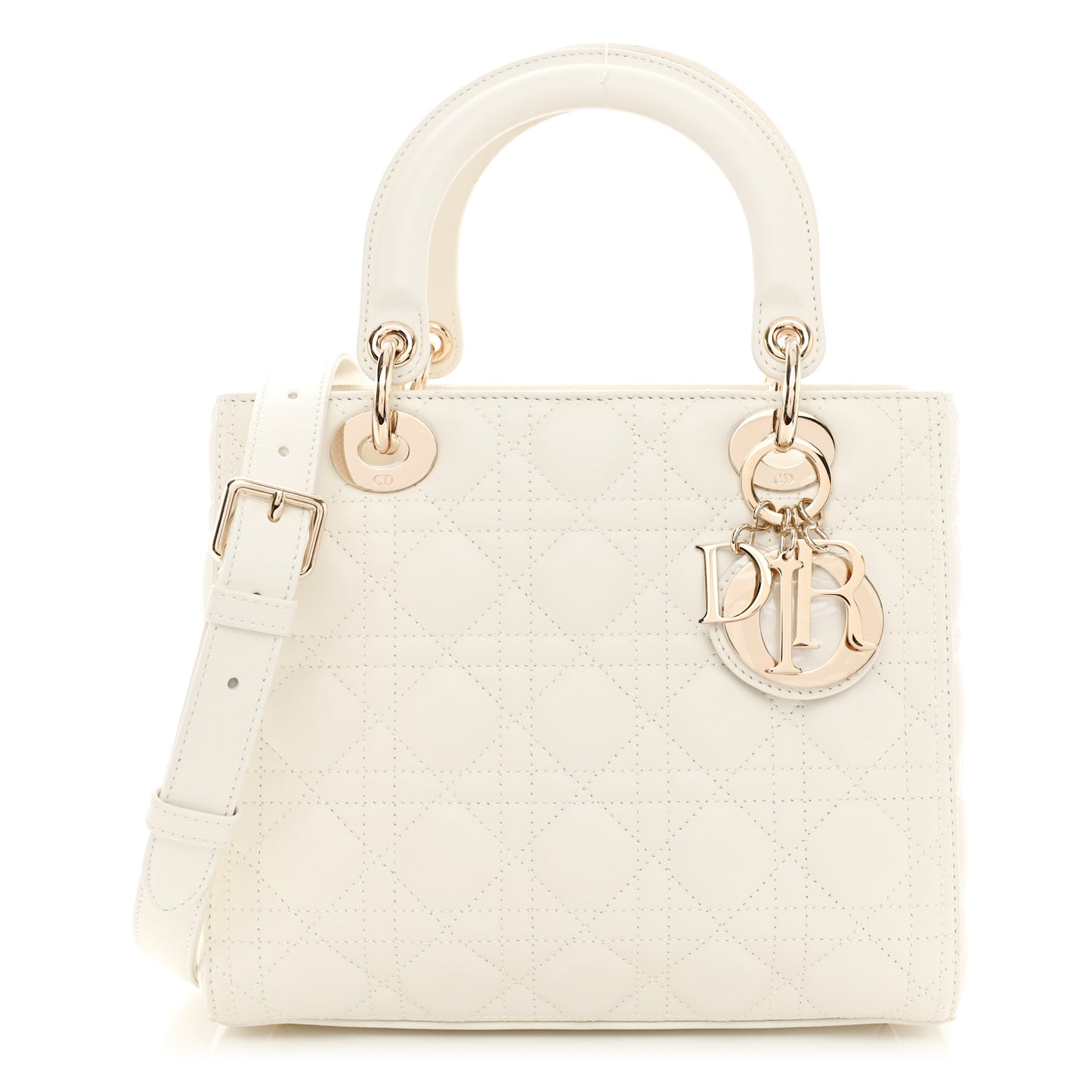 Lambskin Cannage Medium Lady Dior White