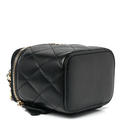 Chanel Lambskin Quilted Top Handle Mini Vanity Case With Chain Black 4 of 12