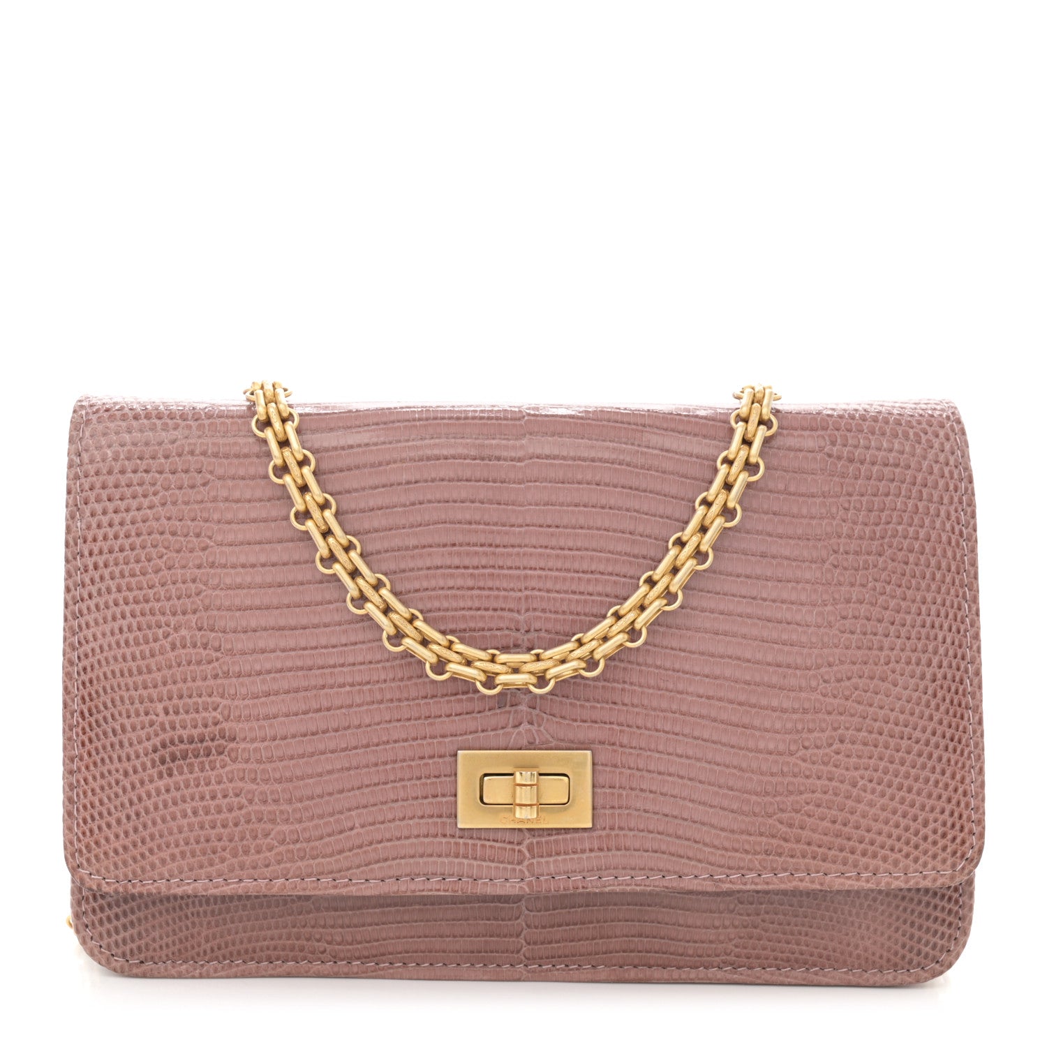 Chanel Lizard Reissue Wallet on Chain WOC Pink 1 of 11