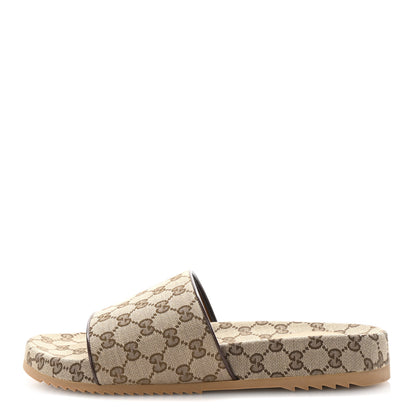 Gucci Canvas GG Monogram Mens Slide Sandals 12 Beige 1 of 10