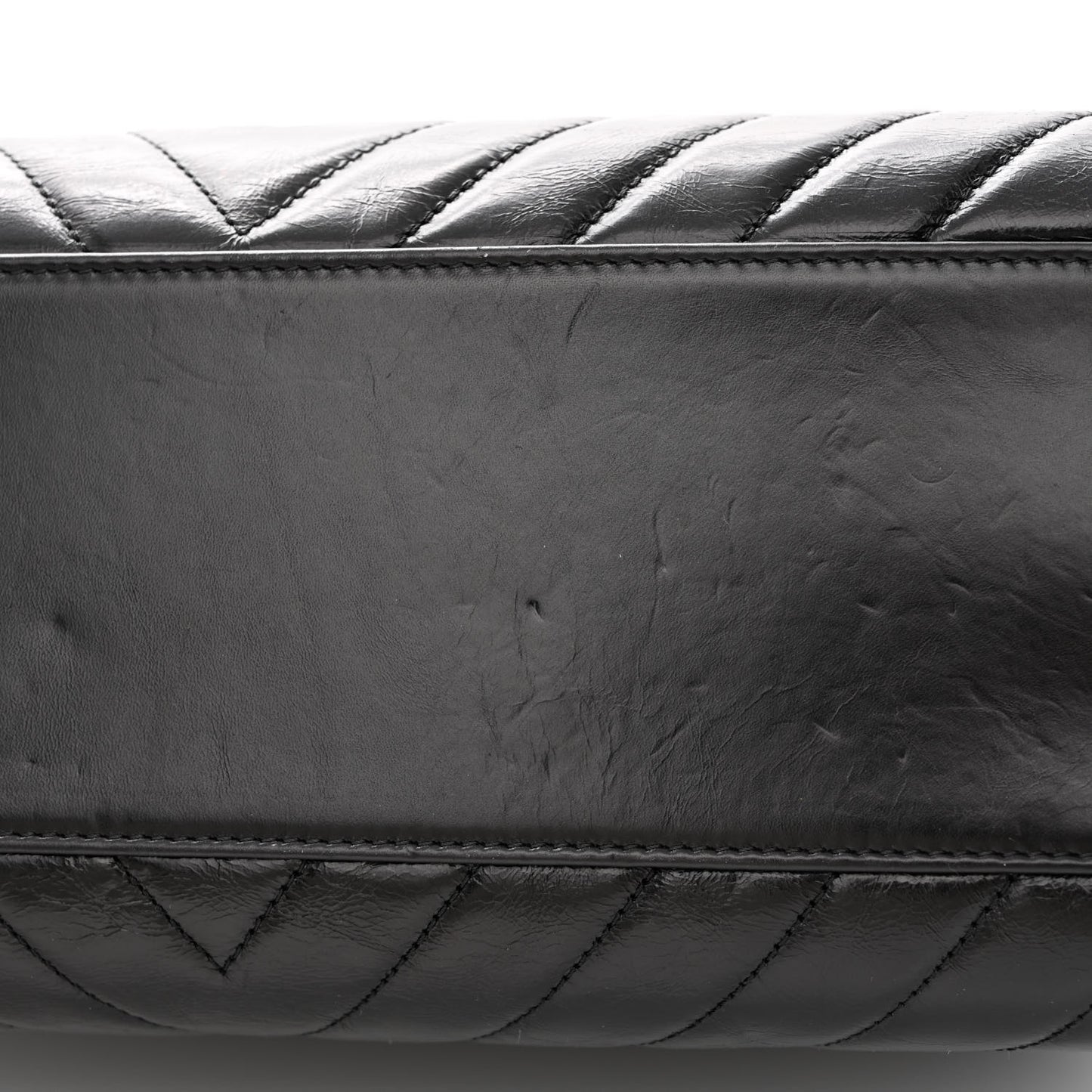 Calfskin Lizard Chevron Quilted Medium Coco Handle Flap Black