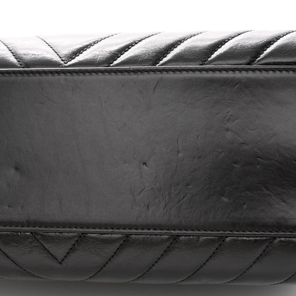 Chanel Calfskin Lizard Chevron Quilted Medium Coco Handle Flap Black 15 of 15