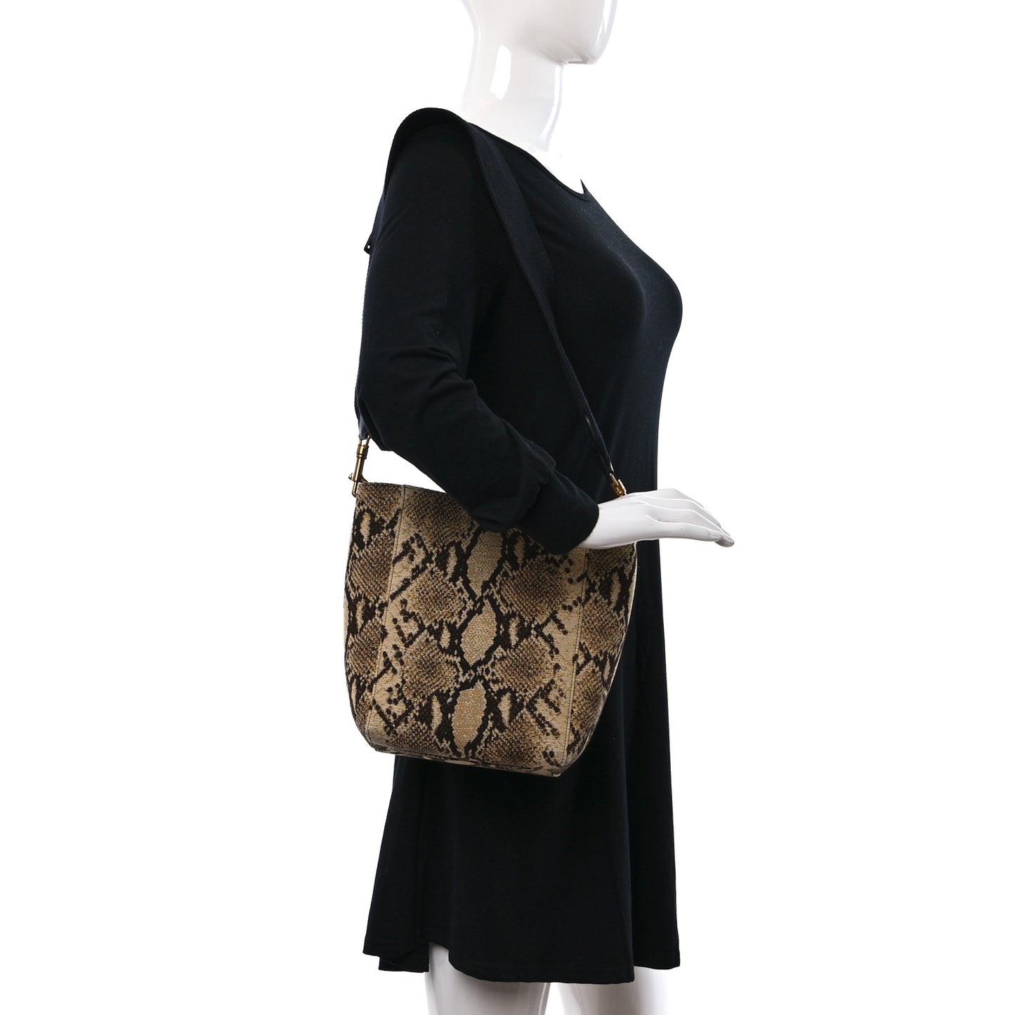 Textured Canvas Small Sangle Bucket Bag Brown