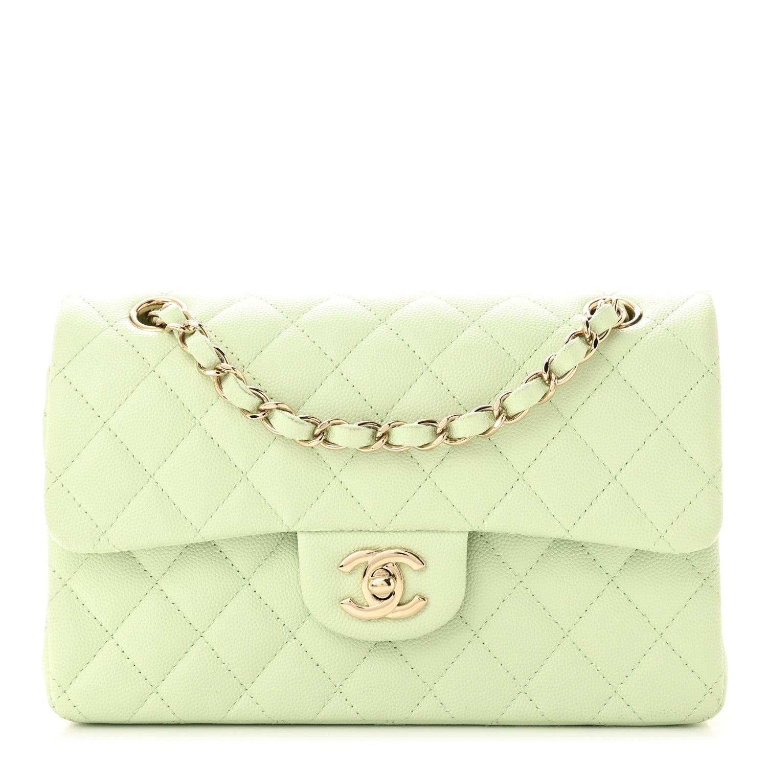 Chanel Caviar Quilted Small Double Flap Light Green 1 of 11
