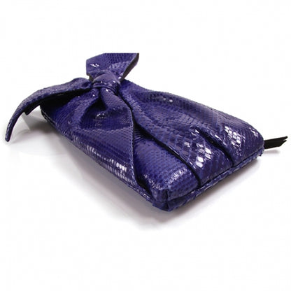Valentino Garavani Python Bow Clutch Blue 7 of 7