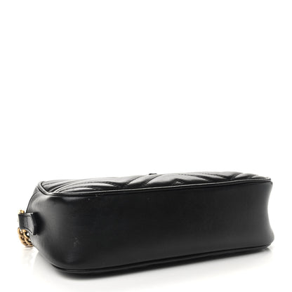 Gucci Calfskin Matelasse Small GG Marmont Chain Shoulder Bag Black 4 of 10