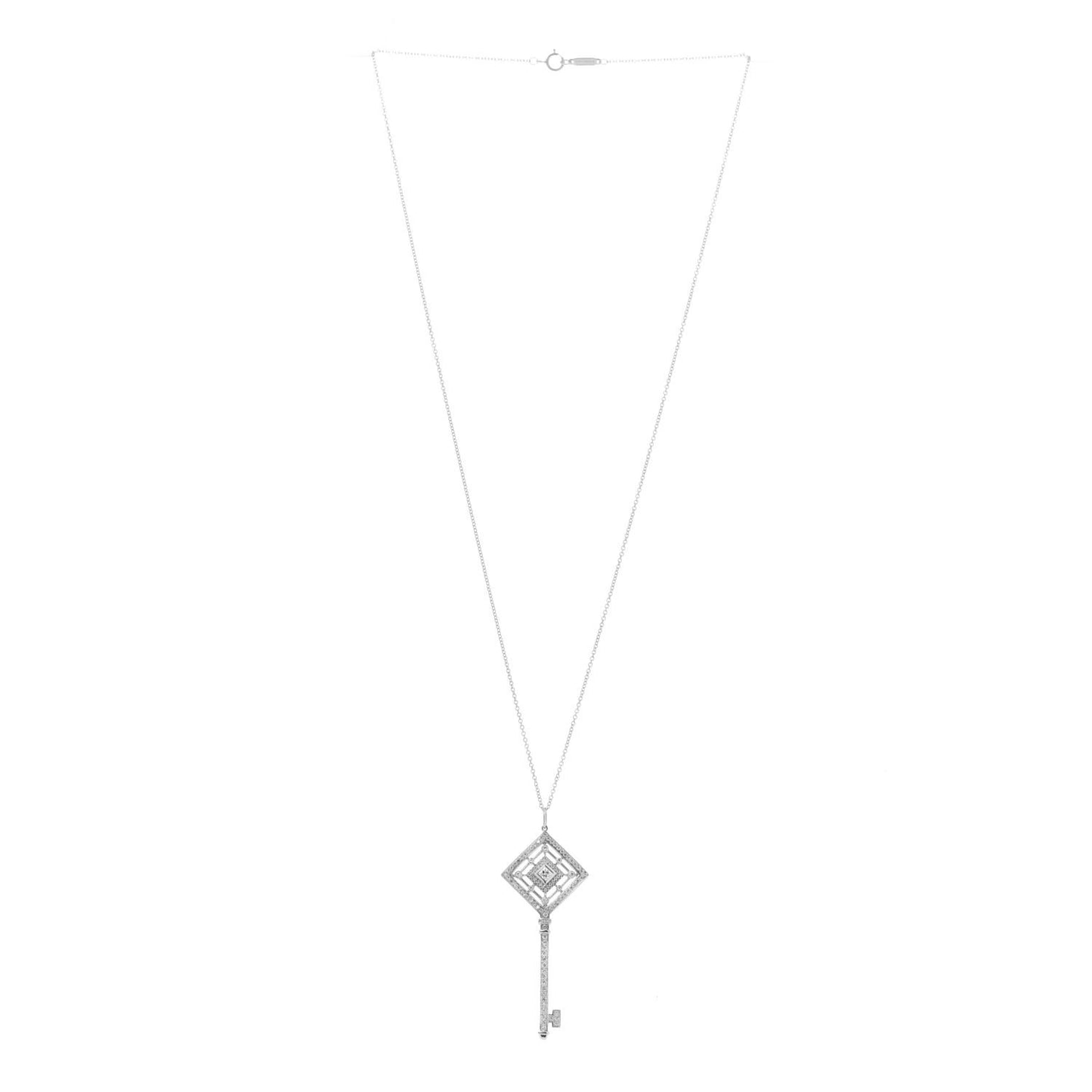 Platinum Diamond Grace Key Pendant Necklace