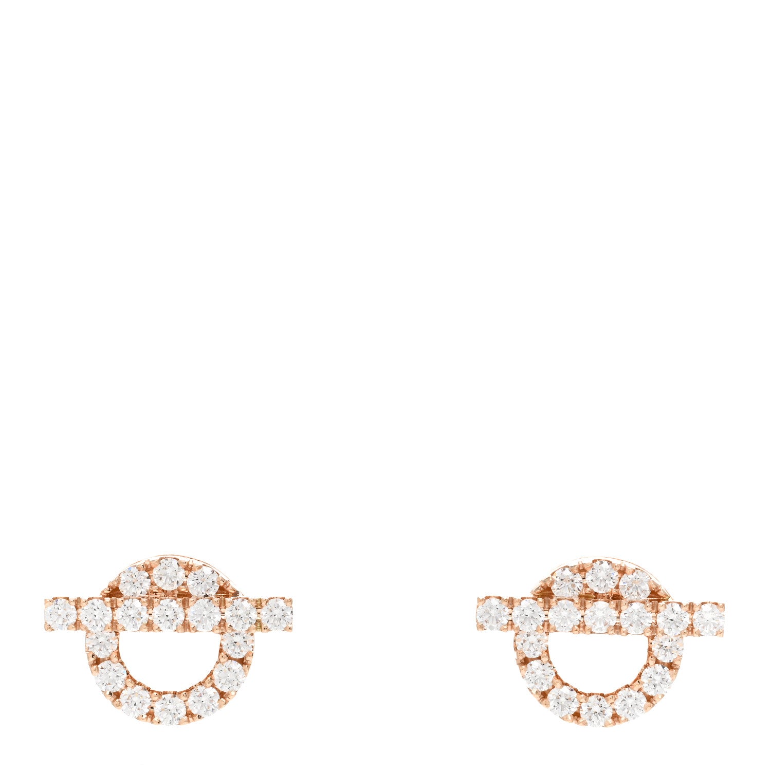Hermes 18K Rose Gold Diamond Finesse Earrings 1 of 5