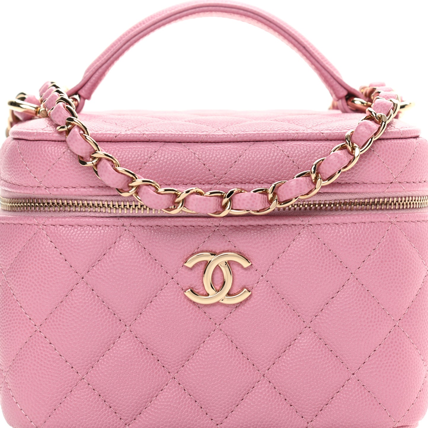 Caviar Quilted Small CC Vanity Case Light Pink