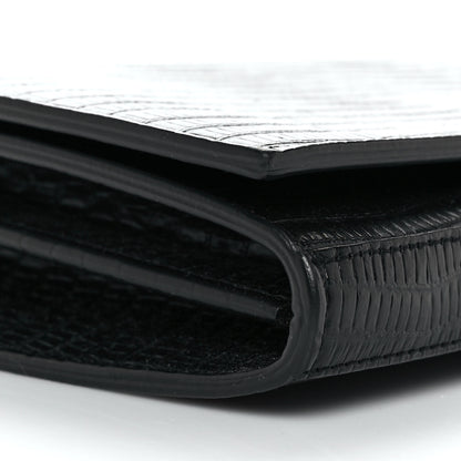 Saint Laurent Lambskin Lizard Embossed Classic Paris Chain Wallet Black 10 of 10