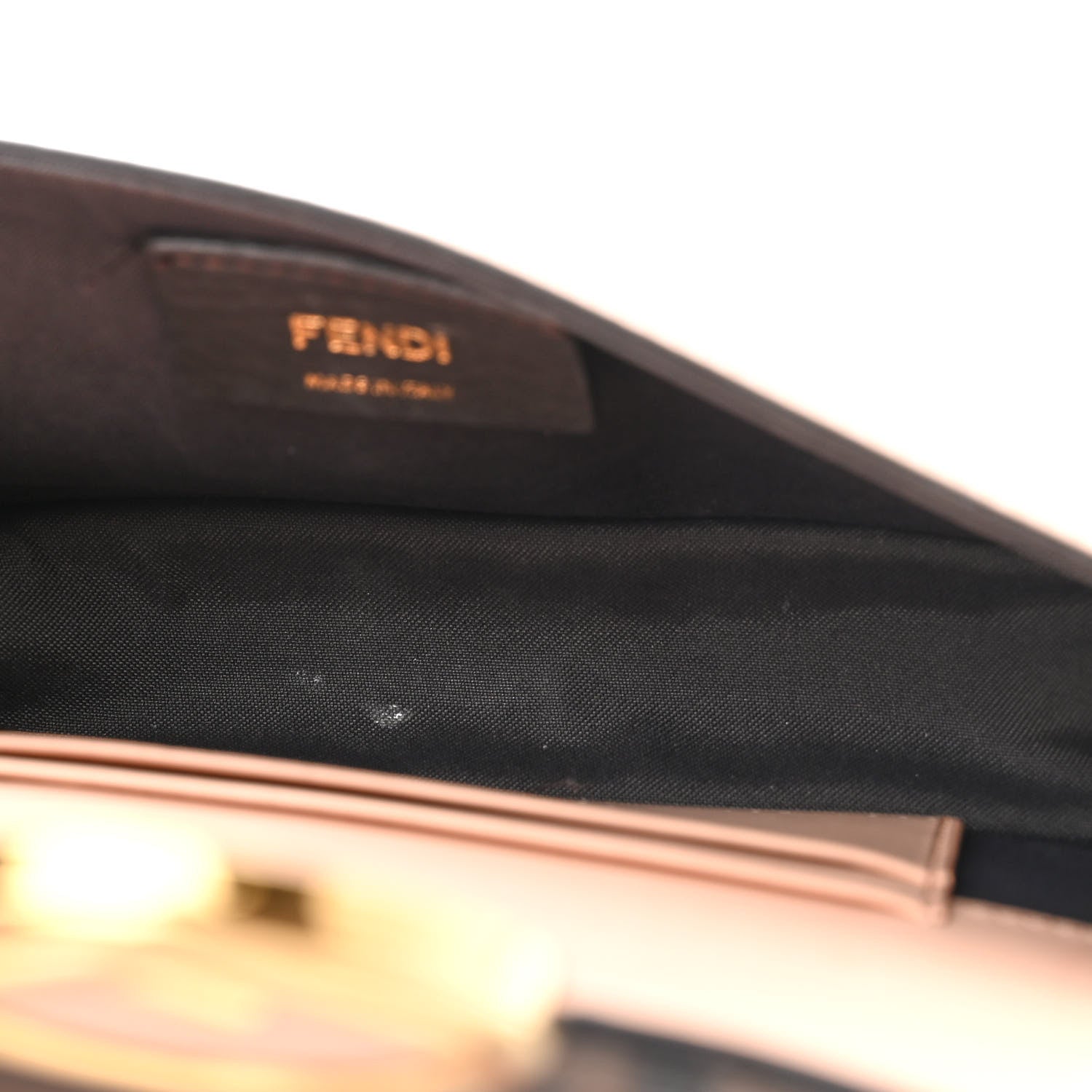 Fendi Vitello Cruise F is Fendi Bi-Color FF 1974 Embossed Envelope Belt Bag Maya Black Light Rose 5 of 11