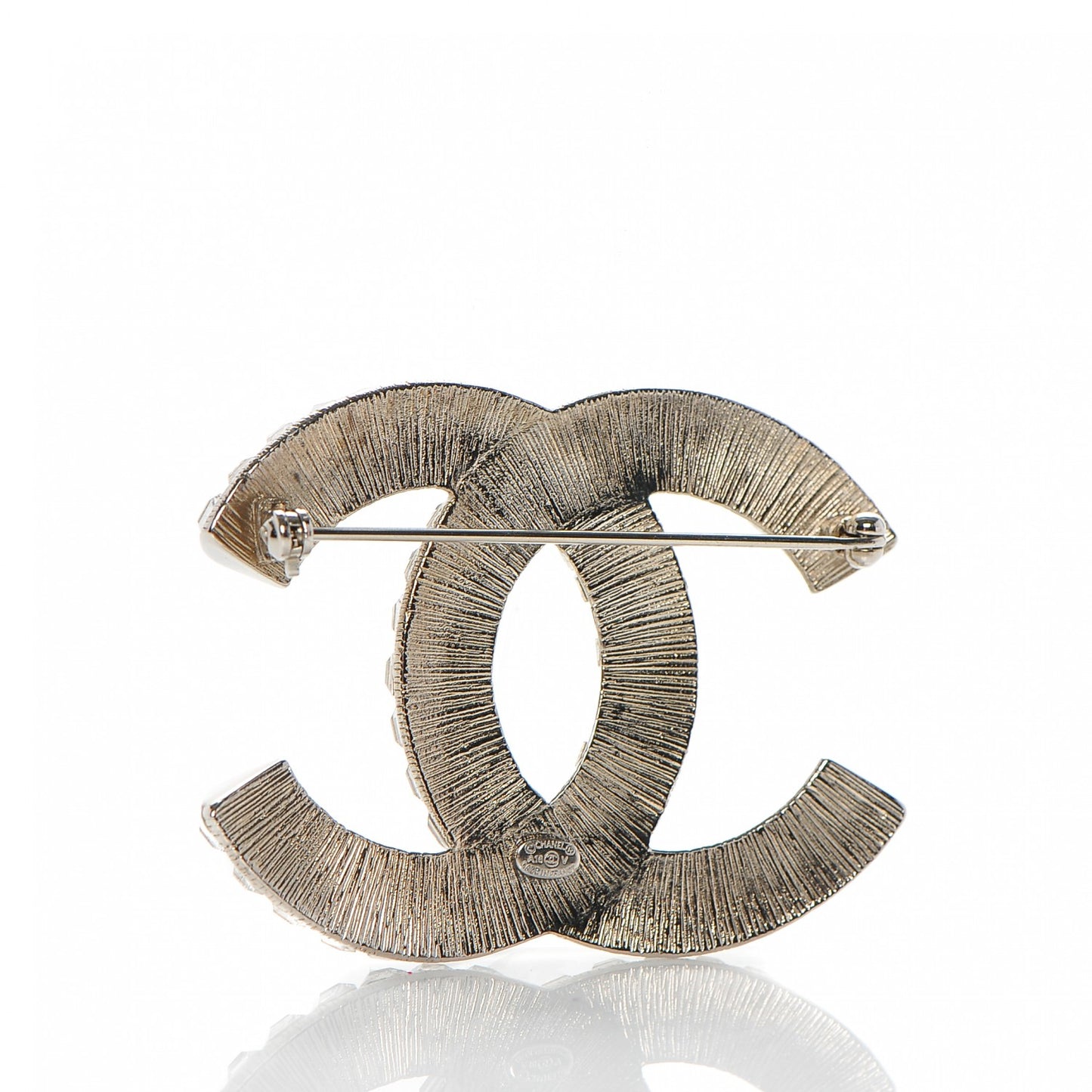 Baguette Crystal CC Brooch Silver