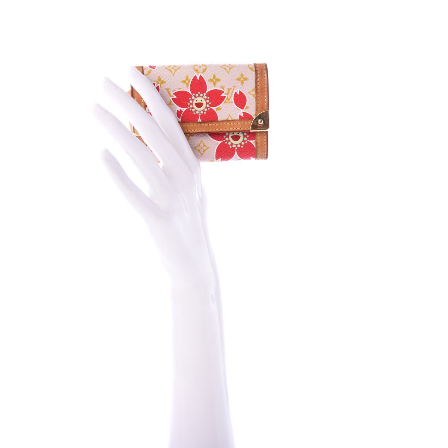 Monogram Cherry Blossom Porte-Monnaie Plat Coin Purse Red