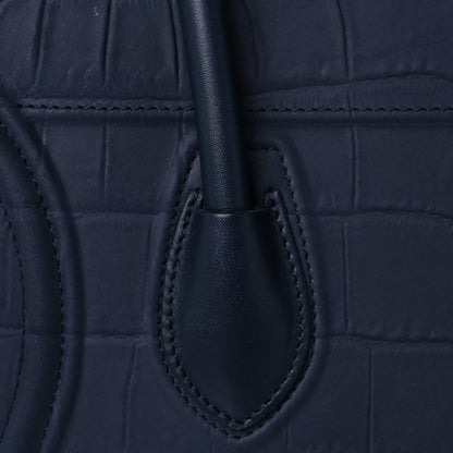 Celine Crocodile Embossed Calfskin Medium Phantom Luggage Navy Blue 20 of 24