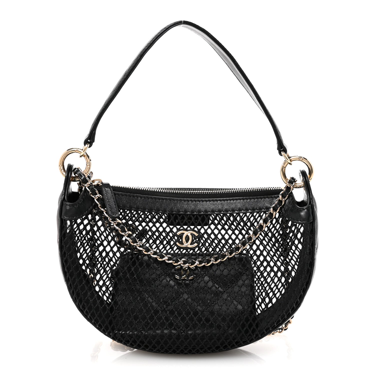Chanel Mesh Shiny Lambskin Chain Hobo Black 1 of 12