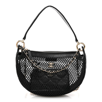 Chanel Mesh Shiny Lambskin Chain Hobo Black 1 of 12