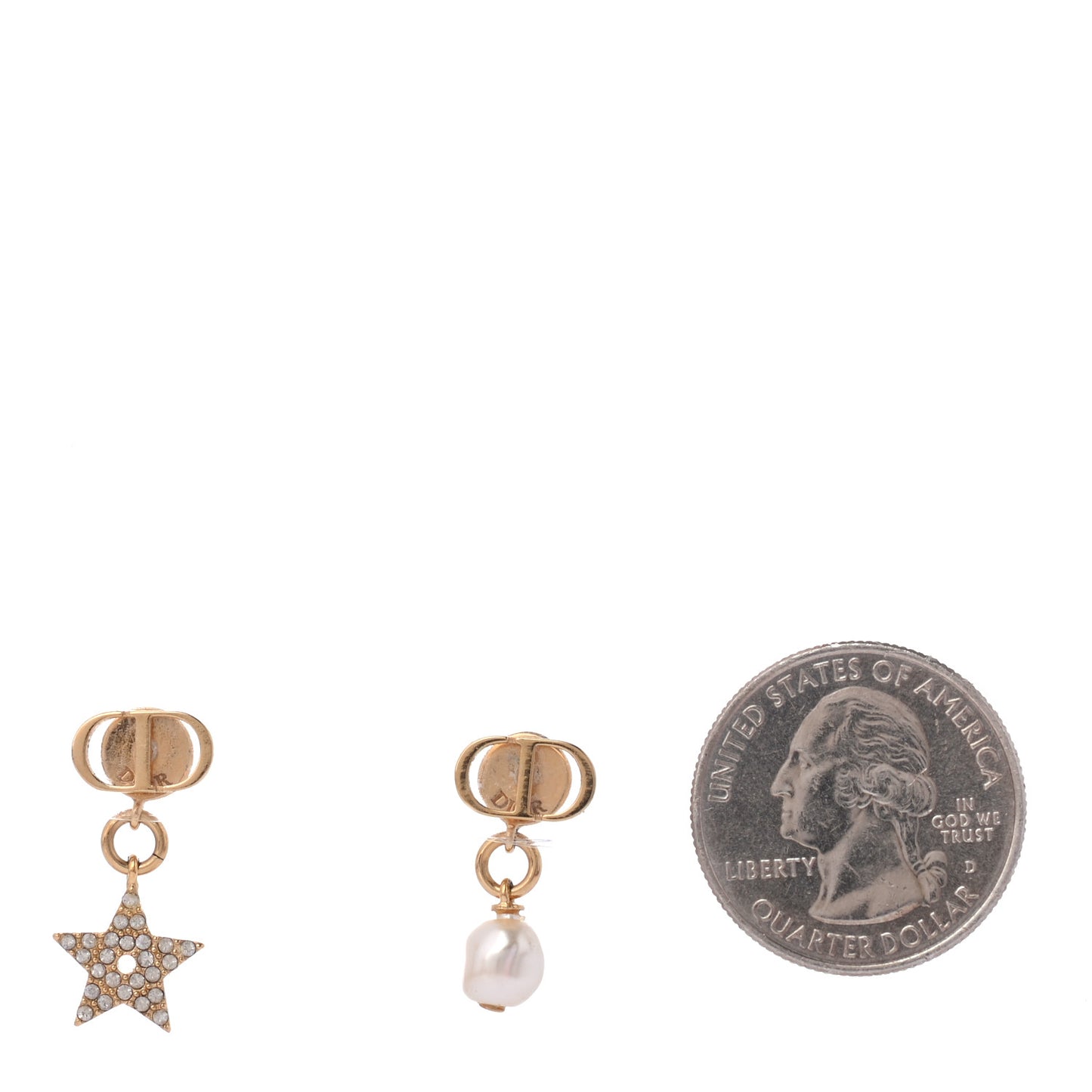 Crystal Pearl Star Earrings Gold