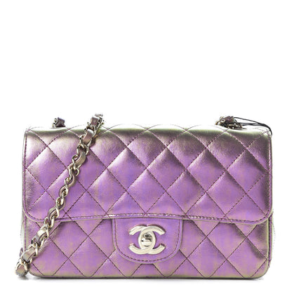 Chanel Iridescent Lambskin Quilted Mini Rectangular Flap Purple 1 of 11