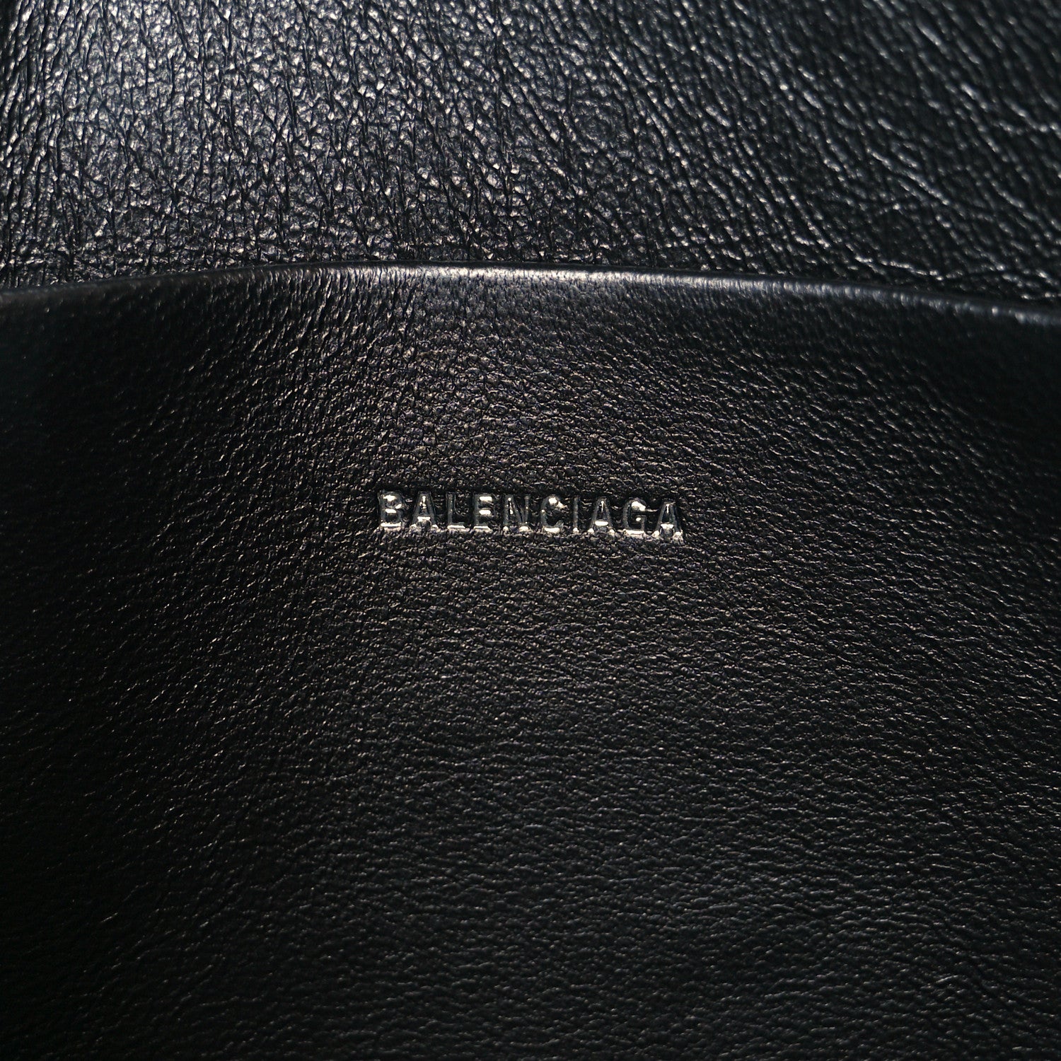 Balenciaga Calfskin Logo Large Cash Pouch With Handle Black White