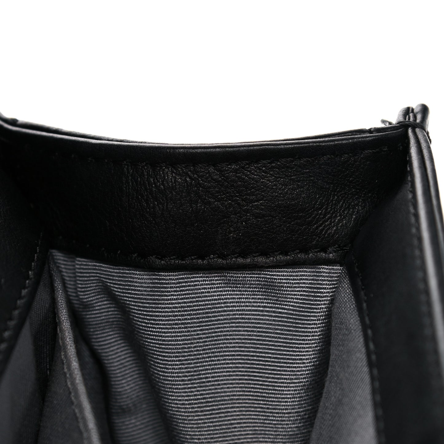 Calfskin Double Stitch Small Boy Flap Black