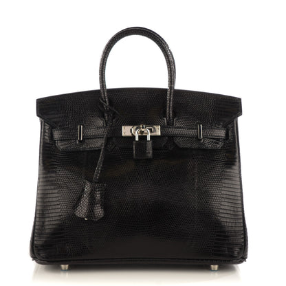 Hermes Shiny Lizard Birkin 25 Black 1 of 22