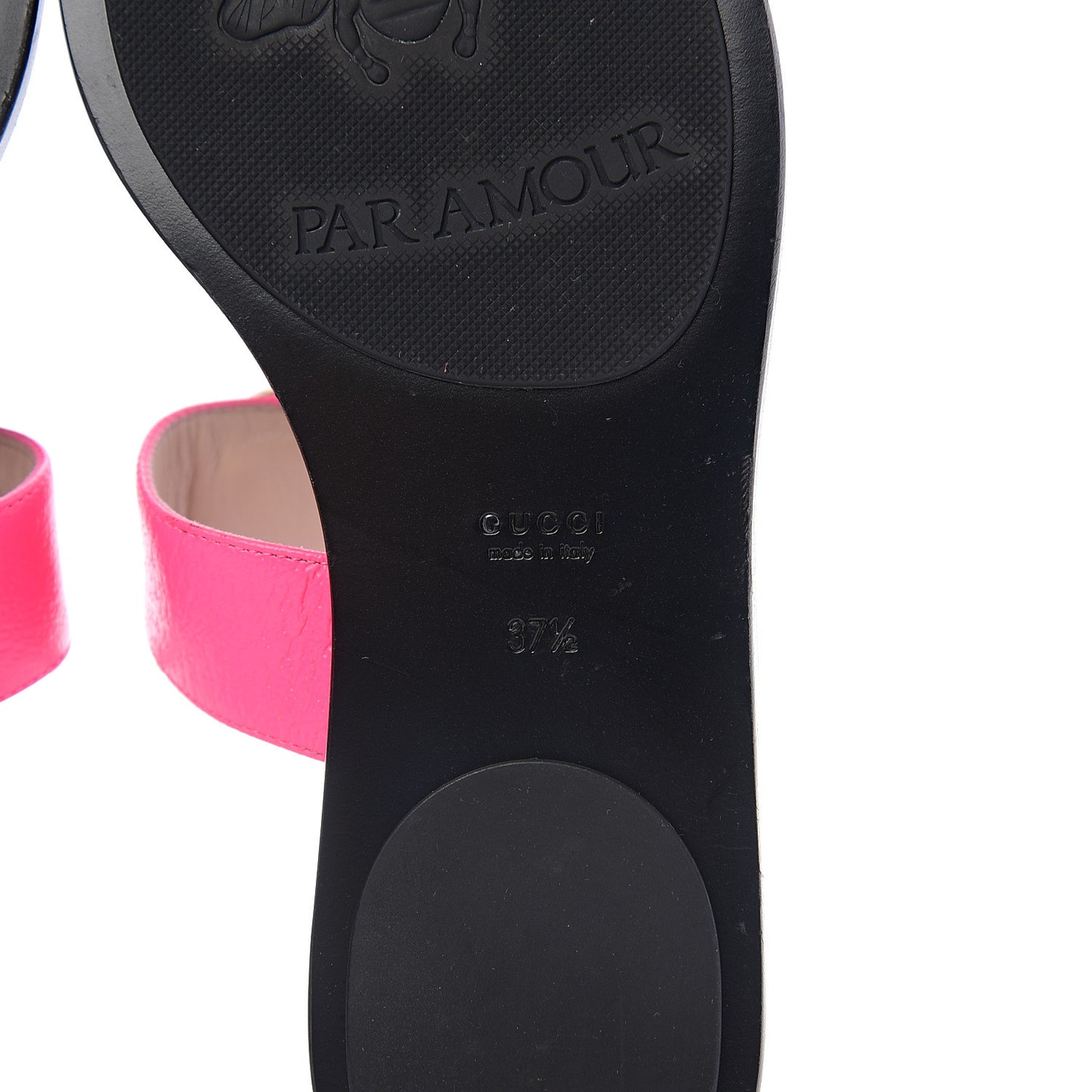 Calfskin GG Marmont Thong Sandals 37.5 Fuxia Fluo