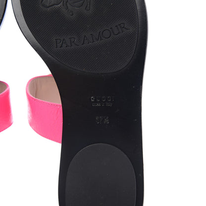Gucci Calfskin GG Marmont Thong Sandals 37.5 Fuxia Fluo 9 of 9