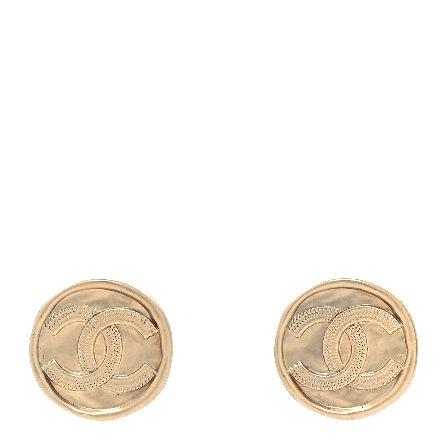 Chanel Metal Round CC Earrings Gold 1 of 4