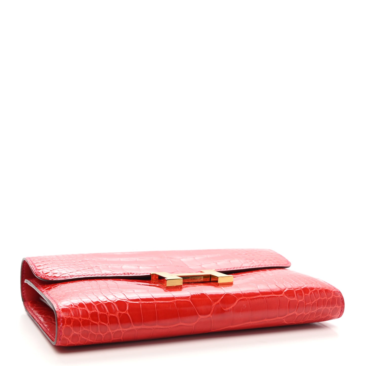 Shiny Alligator Constance Long Wallet Rouge Vif