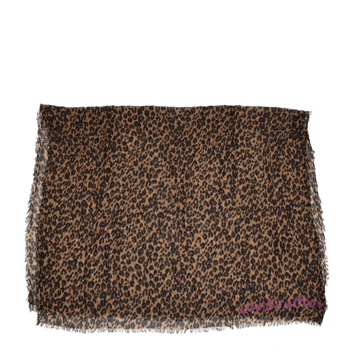 Cashmere Silk Leopard Etole Stole Marron