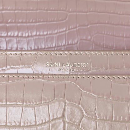 Saint Laurent Calfskin Crocodile Embossed Medium Monogram Sunset Powder Pink 11 of 11