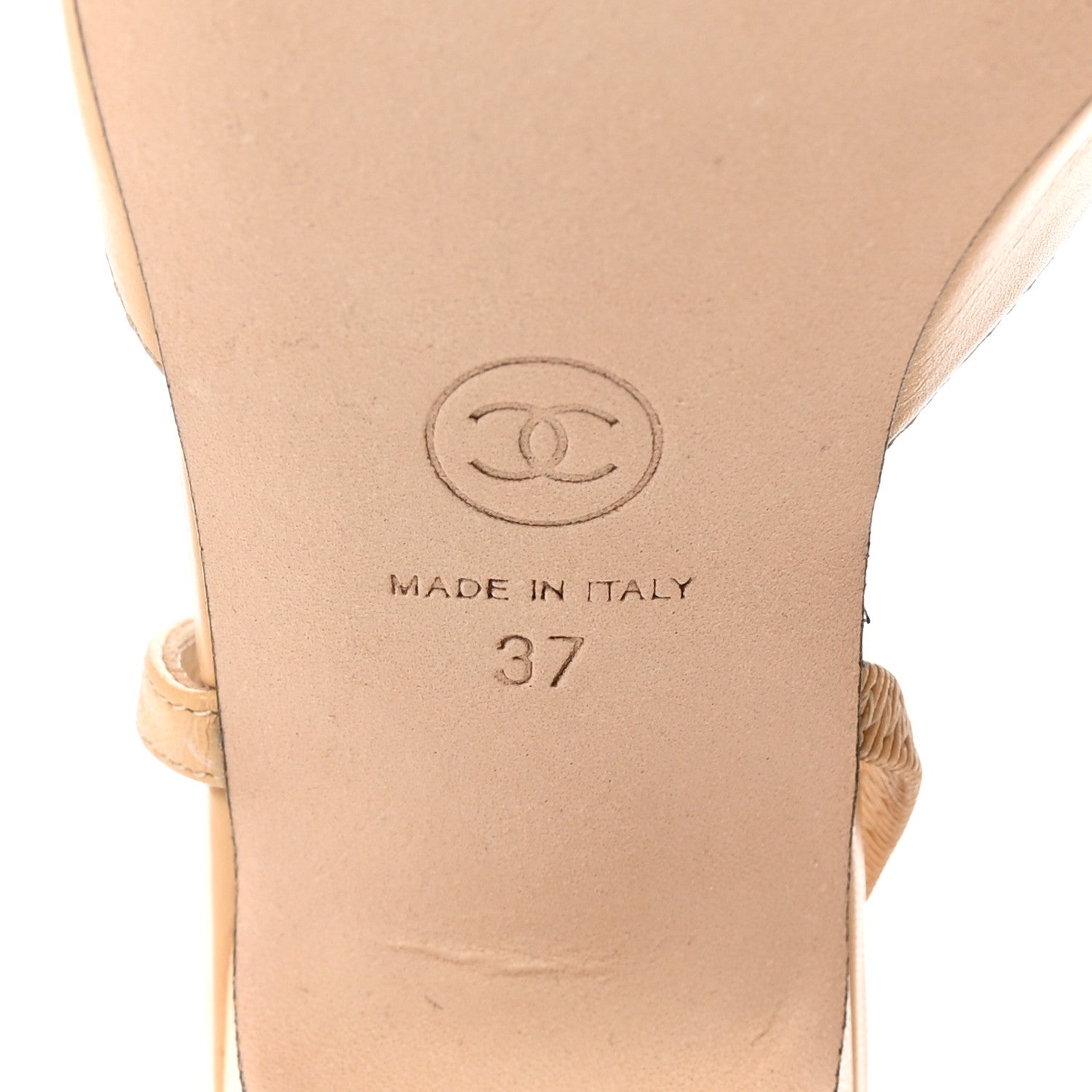 Chanel Goatskin Grosgrain Cap Toe CC Slingback Pumps 37 Beige Black 7 of 10
