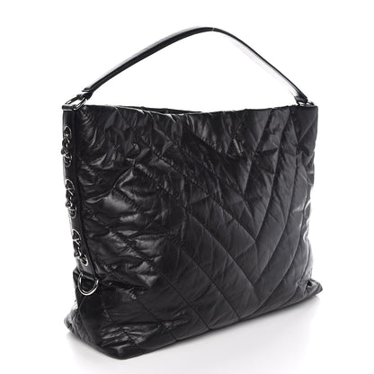 Chanel Aged Calfskin Chevron Small Big Bang Hobo Black 3 of 7