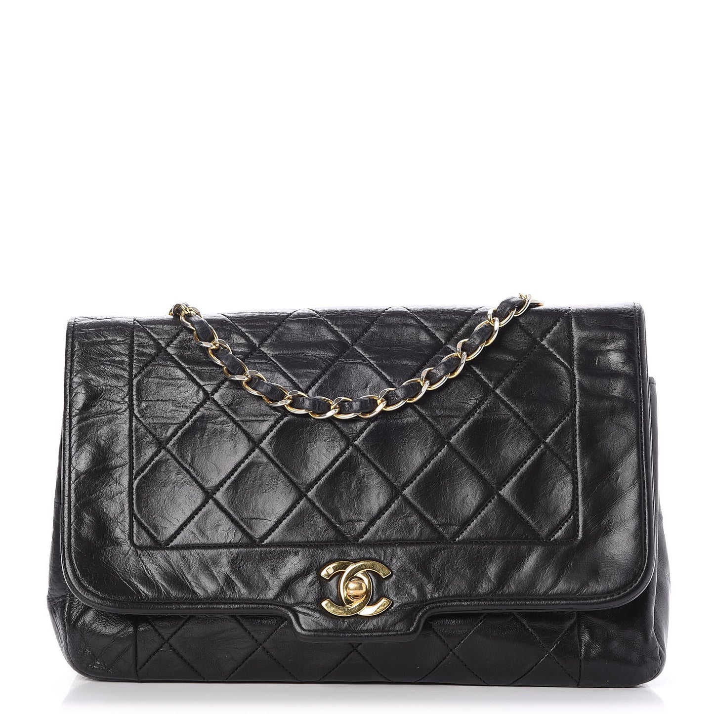 Lambskin Quilted Small Single Flap Black