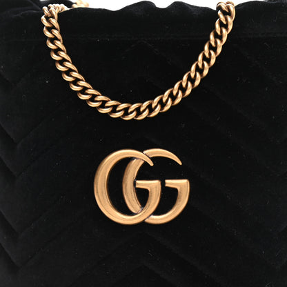 Gucci Velvet Matelasse Mini GG Marmont 2.0 Bucket Bag Black 6 of 8