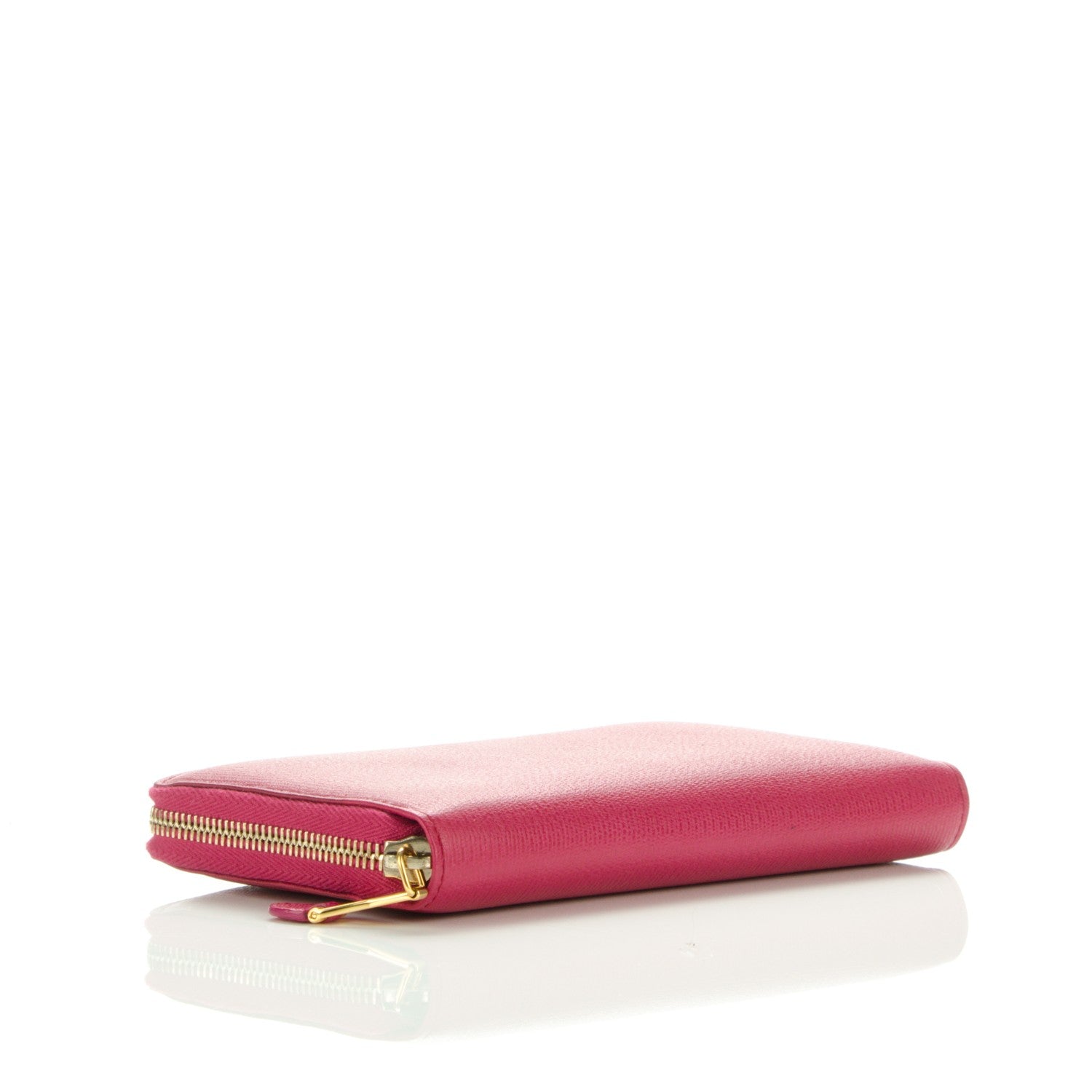 Saint Laurent Calfskin Textured ChYc Zip Around Wallet Fuchsia 4 of 6