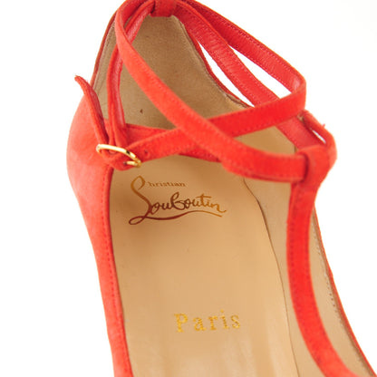 Christian Louboutin Suede Talitha 160 Platform Peep Toe Pumps 38.5 Poppy 7 of 7