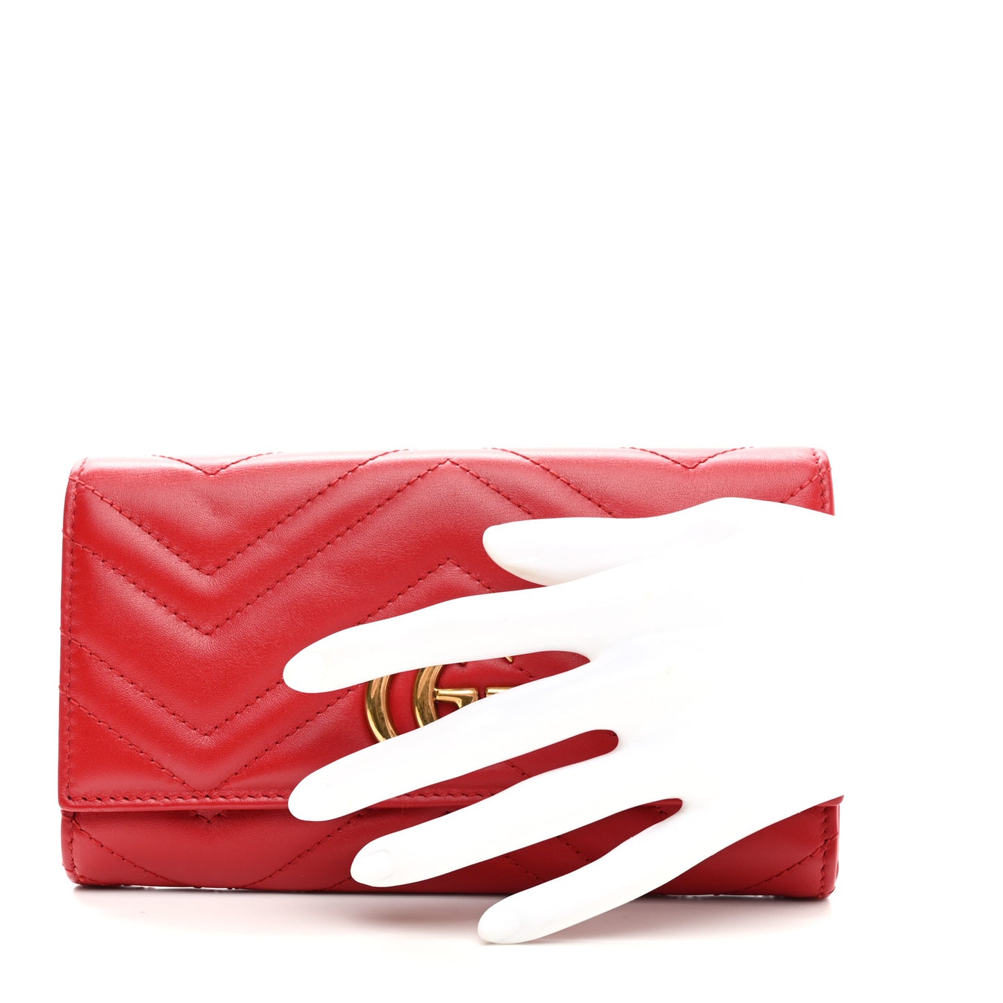 Calfskin Matelasse GG Marmont Continental Wallet Hibiscus Red