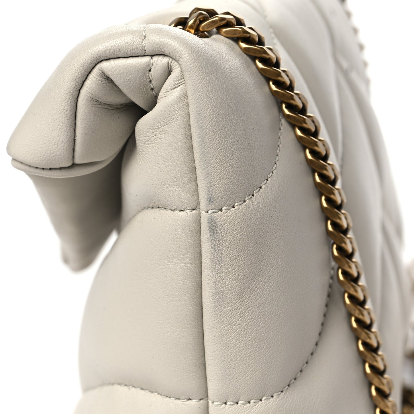 Lambskin Quilted Toy Loulou Puffer Monogram Chain Satchel Crema Soft