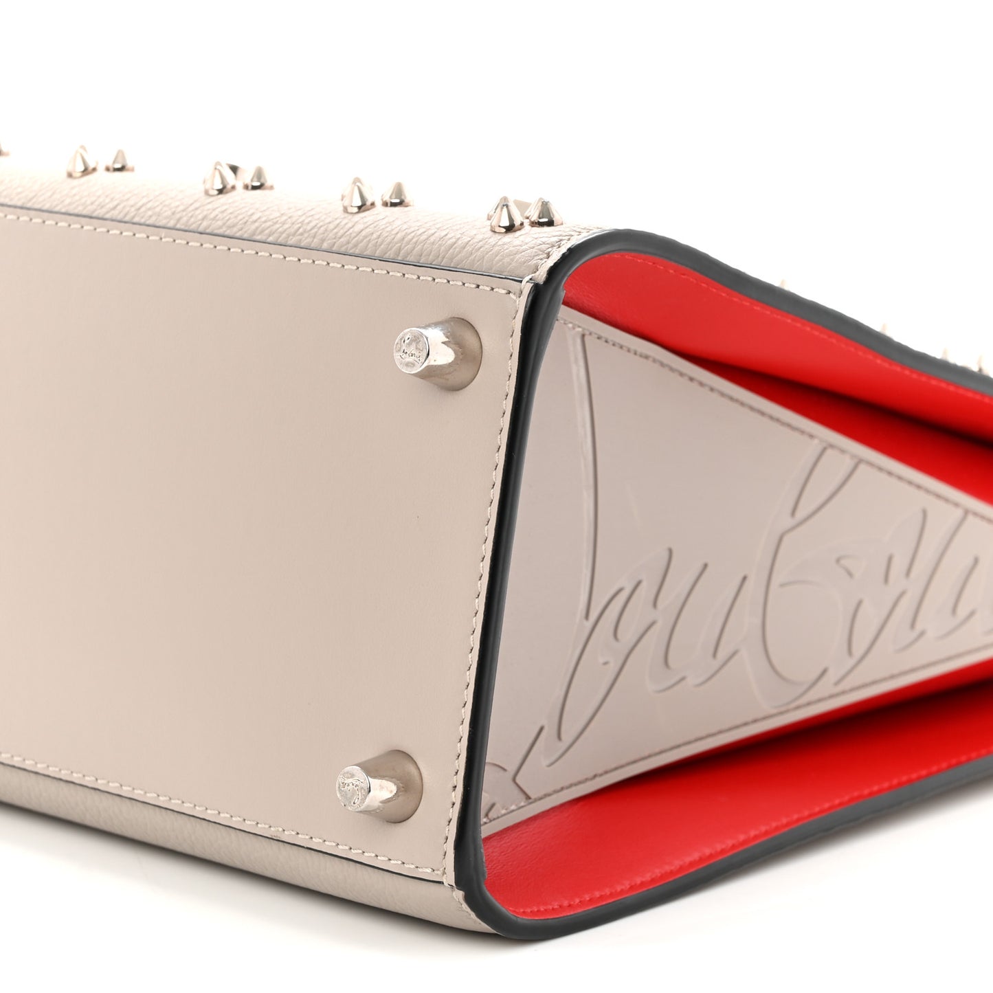 Calfskin Spikes Loubinthesky Medium Grey
