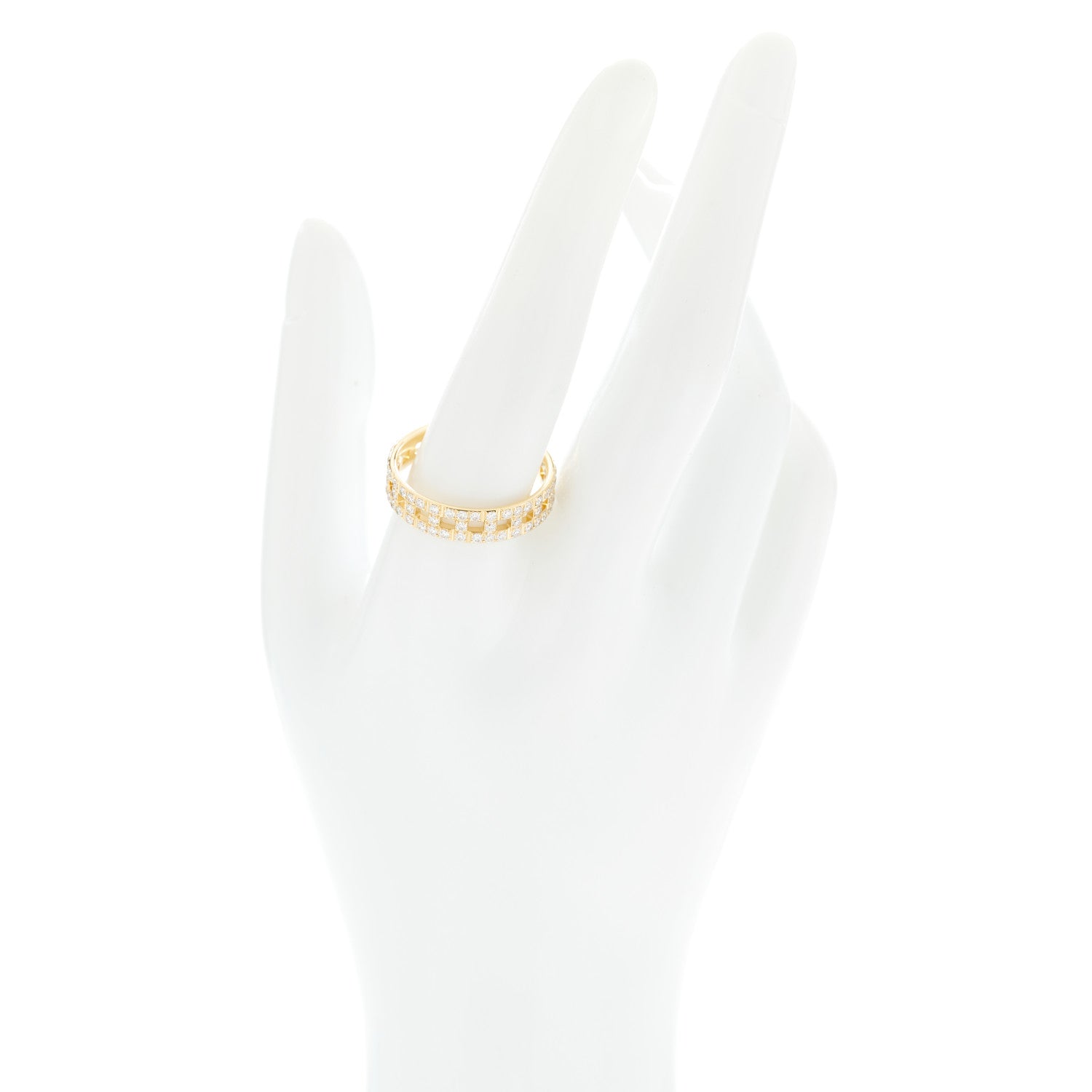 Tiffany 18K Yellow Gold Diamond T True Wide Ring 65 11 2 of 5