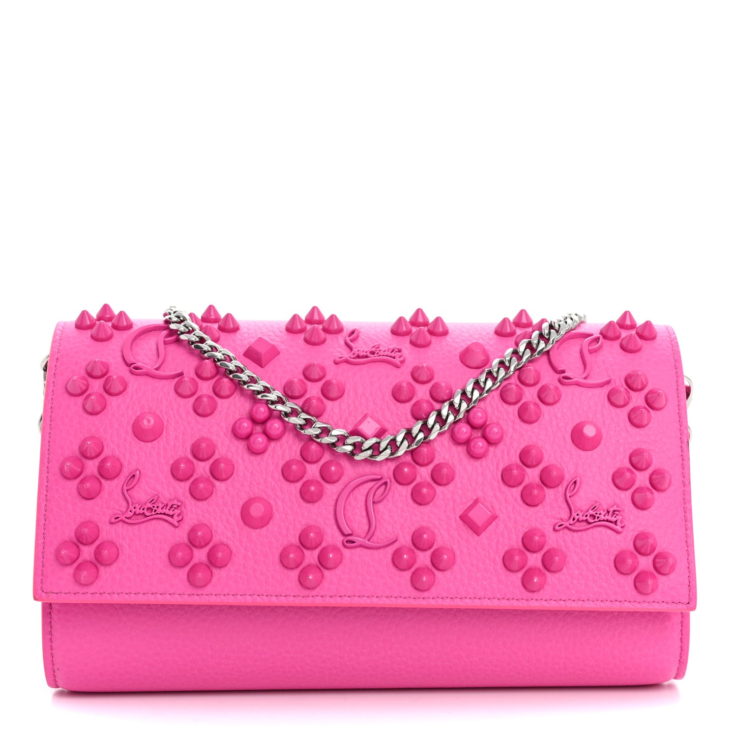 Calfskin Spikes Loubinthesky Paloma Clutch Bolerose