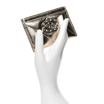 Chanel Metallic Lambskin Quilted Chanel 19 Card Holder Gold 2 of 12