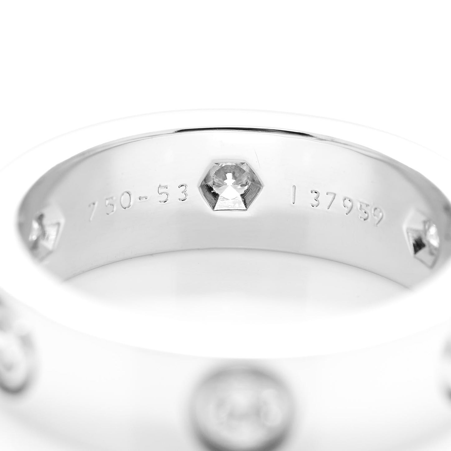 18K White Gold 6 Diamond 5.5mm LOVE Ring 53 6.5