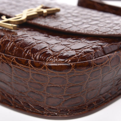 Saint Laurent Crocodile Embossed Calfskin Medium Kaia Satchel Rusty Brown 8 of 10